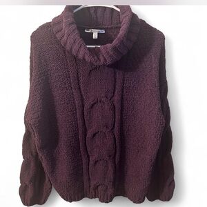 Seven7 Deep Purple Cowl Neck Sweater